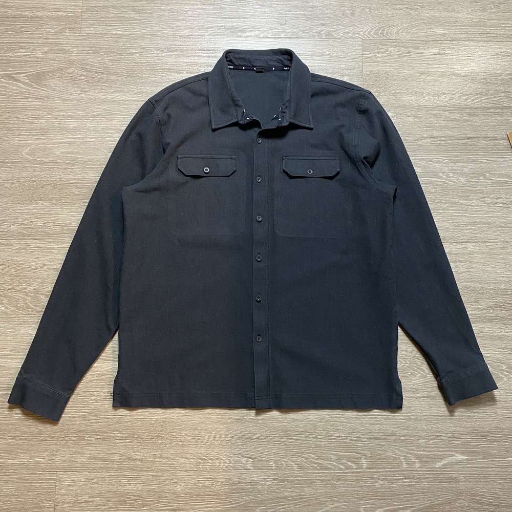 Public Rec Stretch Thermal Button Down Shirt Men's L Black Athleisure Preppy